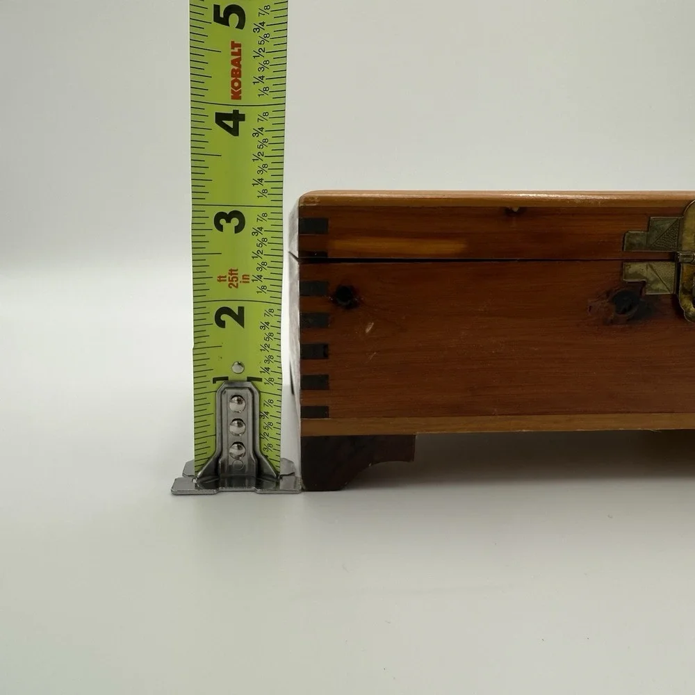 Vintage Cedar Jewelry Box, Sewing Box, Trinket Box or Stationary Box W/ Lock Key